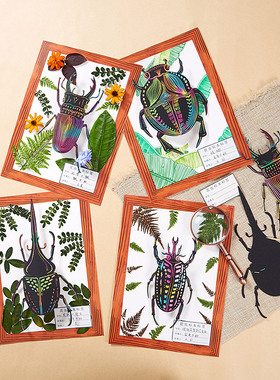 小学生春天手工DIY材料包 昆虫甲虫蝴蝶刮刮画刮画纸画框立体贴画