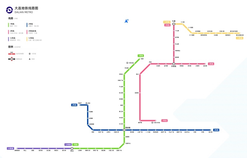 2022新版大连地铁线路图交通出行图挂图规划图地铁换乘图墙贴海报