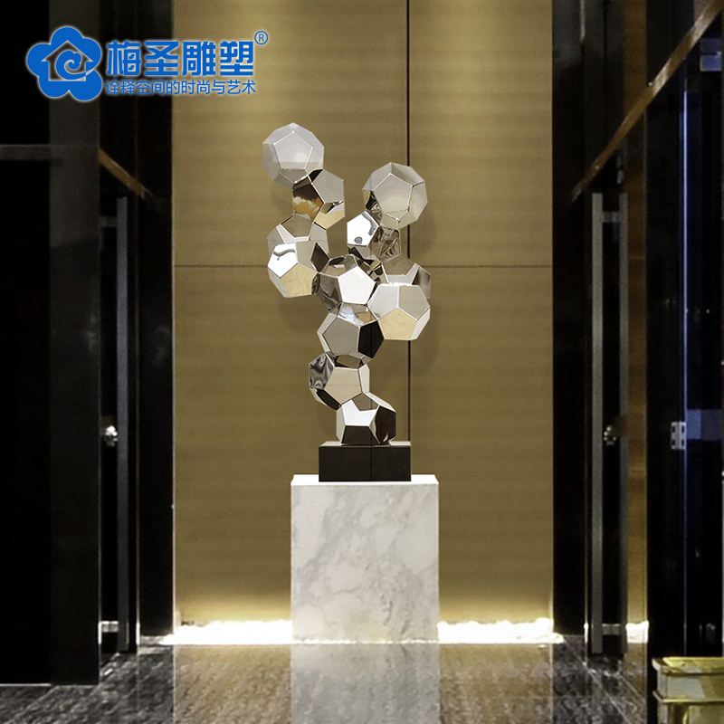 酒店大堂大厅创意抽象雕塑工艺品办公室玄关过道现代落地金属摆件