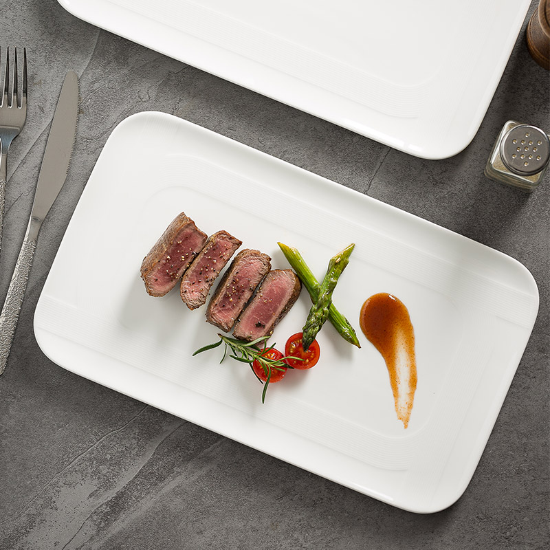 创意酒店餐具高级感牛排盘子西餐餐盘法式摆盘长方形盘子意境菜盘