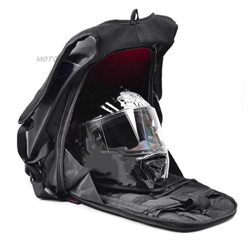 摩托车大容量骑士碳纤纹机车骑行双肩旅行头盔全盔包防水硬壳-正
