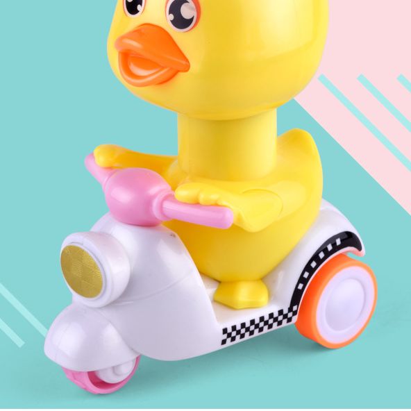 按压式小黄鸭玩具儿童玩具车男孩摩托小车宝宝惯性小汽车小孩益智