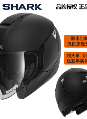 进口SHARK头盔摩托机车踏板车双镜片个性巡航3/4四季男女鲨鱼半盔