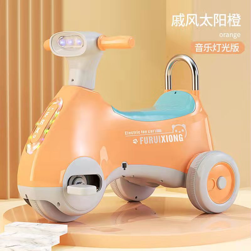 儿童电动车摩托车男女孩三轮车可骑脚踏车三合一多功能电动玩具车