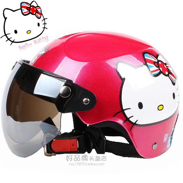 台湾EVO英国桃红哈雷电动摩托车儿童头盔男女小孩防晒紫外线夏季