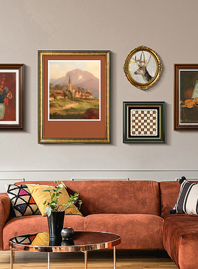 法式复古挂画客厅沙发背景墙壁画欧式玄关油画小众艺术美式装饰画