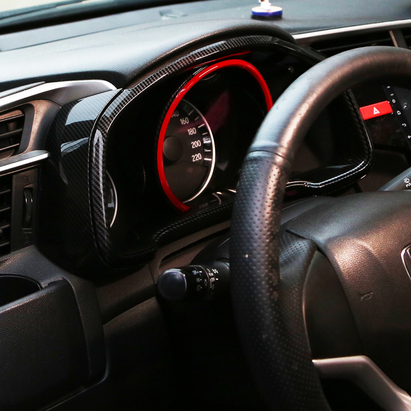 14-19款新飞度RS仪表盘装饰框运动双色款碳纤维黑红装饰罩