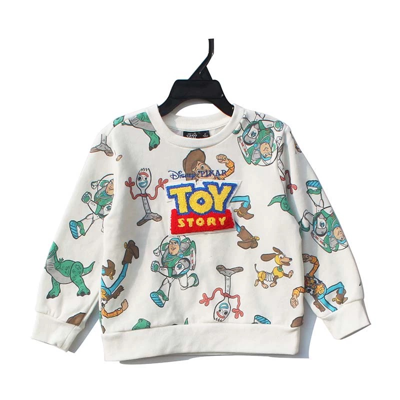 中小童男童薄绒卫衣1-5岁玩具总动员新款贴布绣图案圆领卫衣