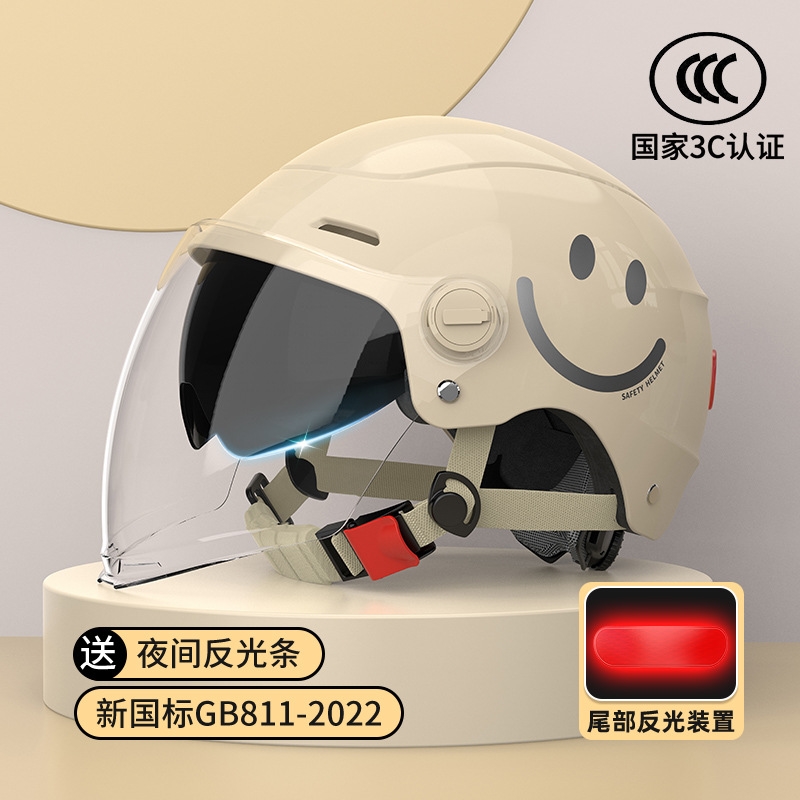 新款摩托车头盔男3C电动车半盔三c女复古骑行机车百搭四分之三盔