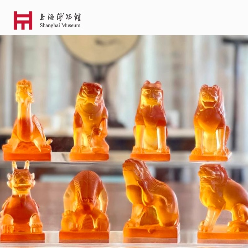 上海博物馆琉璃摆件瑞兽祈福狮子创意装饰文创生日礼品精品工艺品