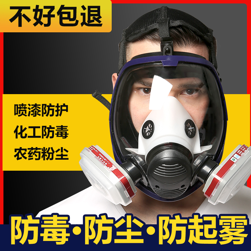 全封闭头罩氧气面罩防护面罩防毒全面罩喷漆打磨透明防尘面具化工