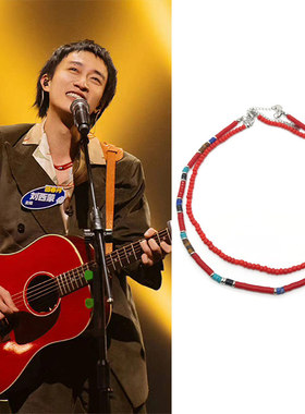 刘西蒙同款红色天然石珠项链圈锁骨个性时尚乐队的夏天回春丹主唱