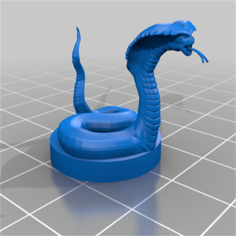眼镜蛇爬行动物卡通三维立体圆雕图纸stl文件雕刻3D打印模型素材