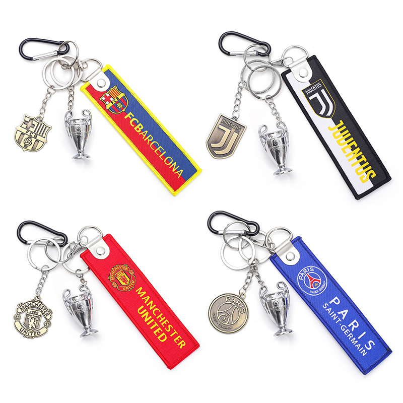 欧冠皇马利物浦尤文巴黎切尔西巴塞拜仁足球队徽套装钥匙扣小挂件