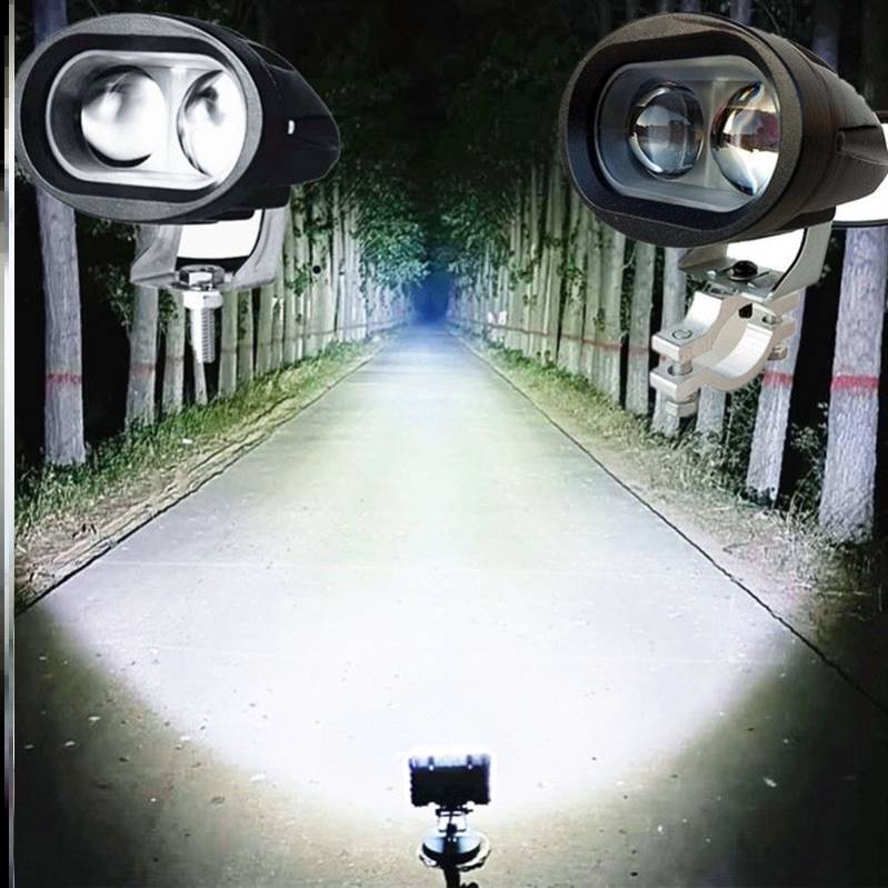 电动车灯前灯强光夜骑摩托车LED大灯超亮三轮车改装外置 12V60V