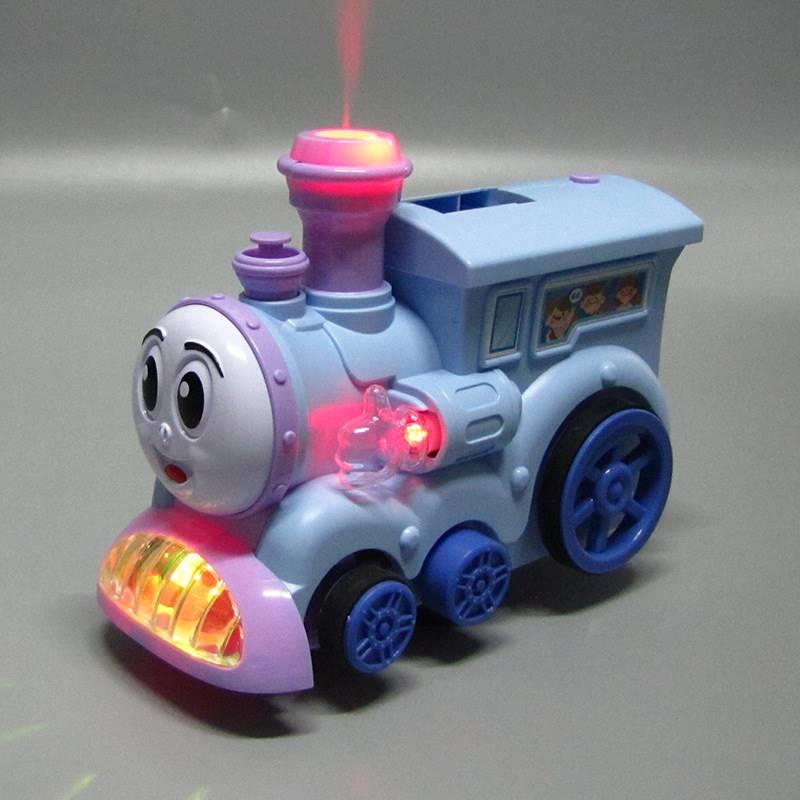 儿童多米诺骨牌小火车女孩益智积木自动投放车多米诺放牌电动玩具
