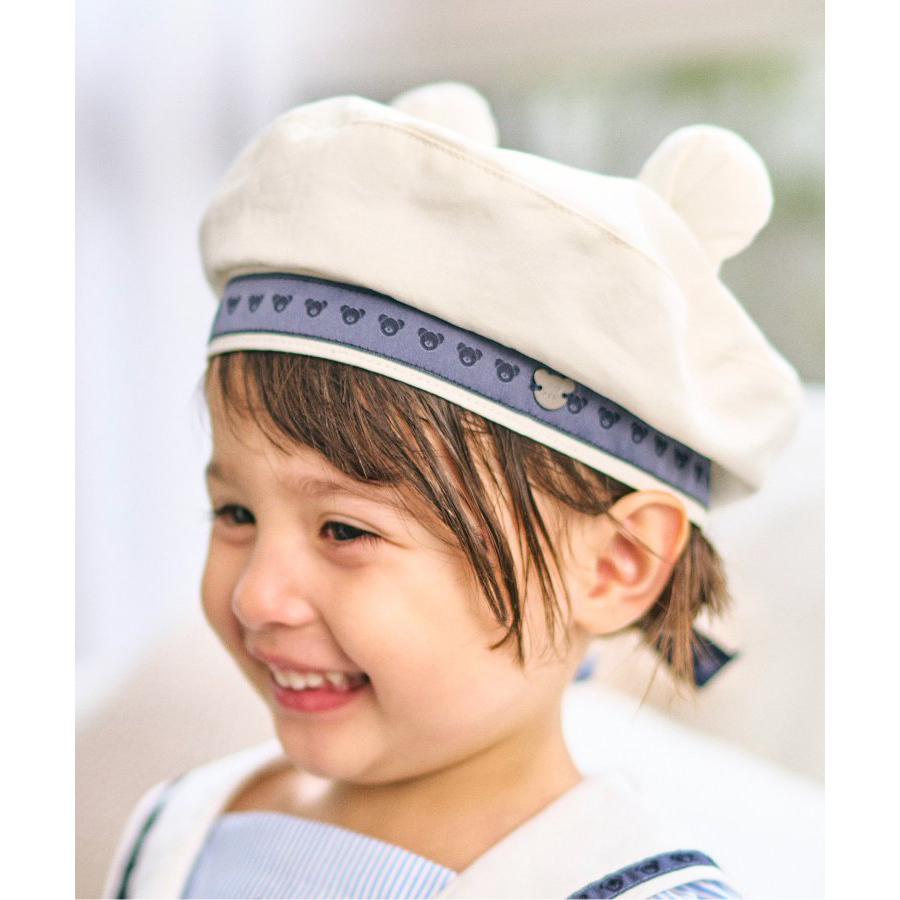 日本泰迪熊 tiny bear 2024夏女童帽海军卡通可爱熊耳朵贝雷帽子