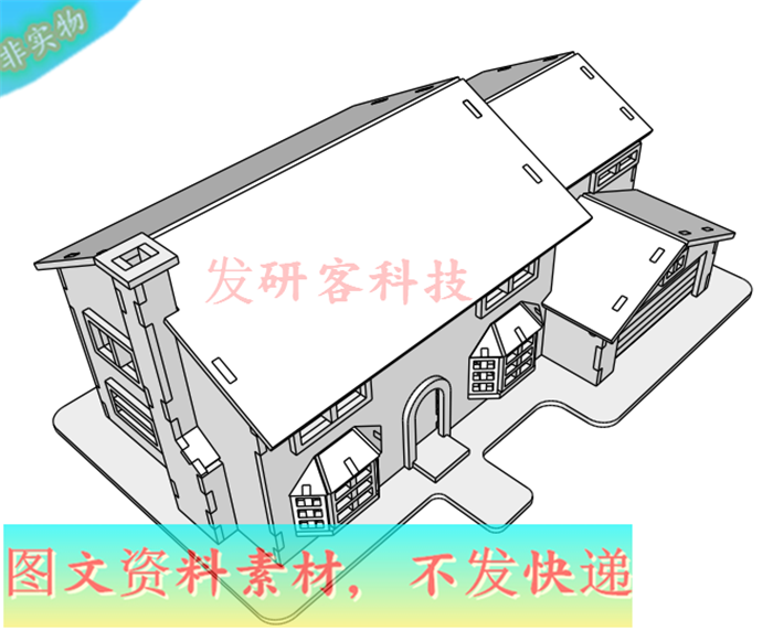 3D立体建筑房子型 线激光切割雕刻CAD/DWG/DXF格式矢量图纸素材
