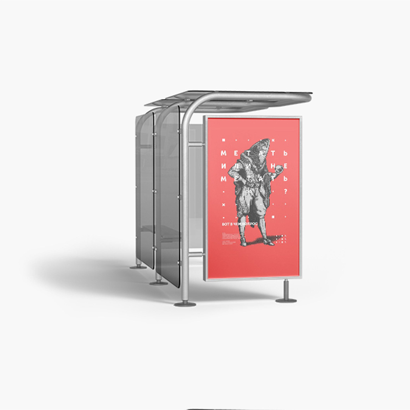 2款高级质感公交站台广告海报效果图展示VI设计PSD样机智能贴图素