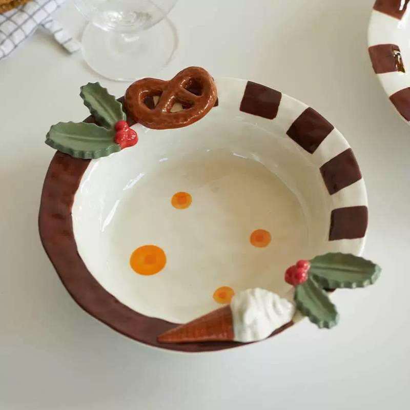 手绘立体浮雕陶瓷甜品盘子高级感水果蔬菜沙拉盘网红高颜值意面盘