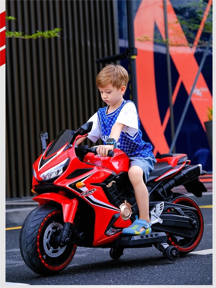超大号儿童电动摩托车两轮童车可坐大人小孩机车宝宝小跑车玩具车