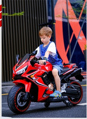 超大号儿童电动摩托车两轮童车可坐大人小孩机车宝宝小跑车玩具车