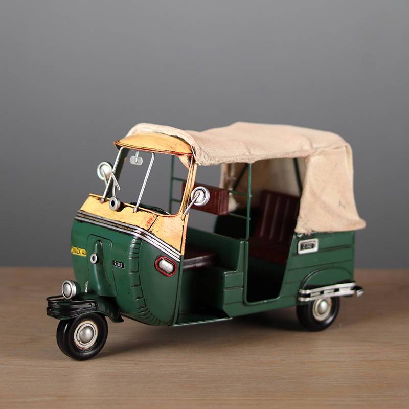 复古铁艺东南亚泰国印度tuktuk三轮出租车摩托车模型纪念品小摆件