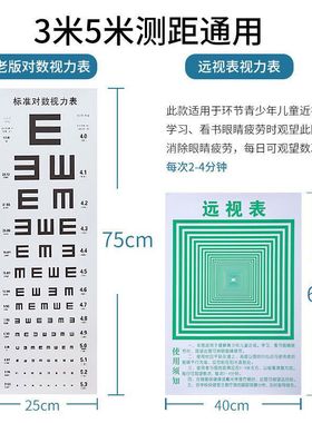 新款视力表新版标准双字成人儿童近视测试图测视力图直供亚马逊跨