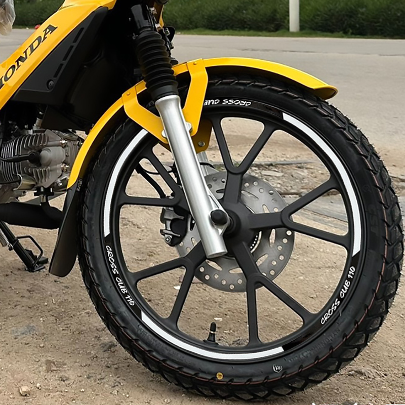 摩托车轮毂反光圈适用本田幼兽CC110轮胎个性防水钢圈贴花17寸改