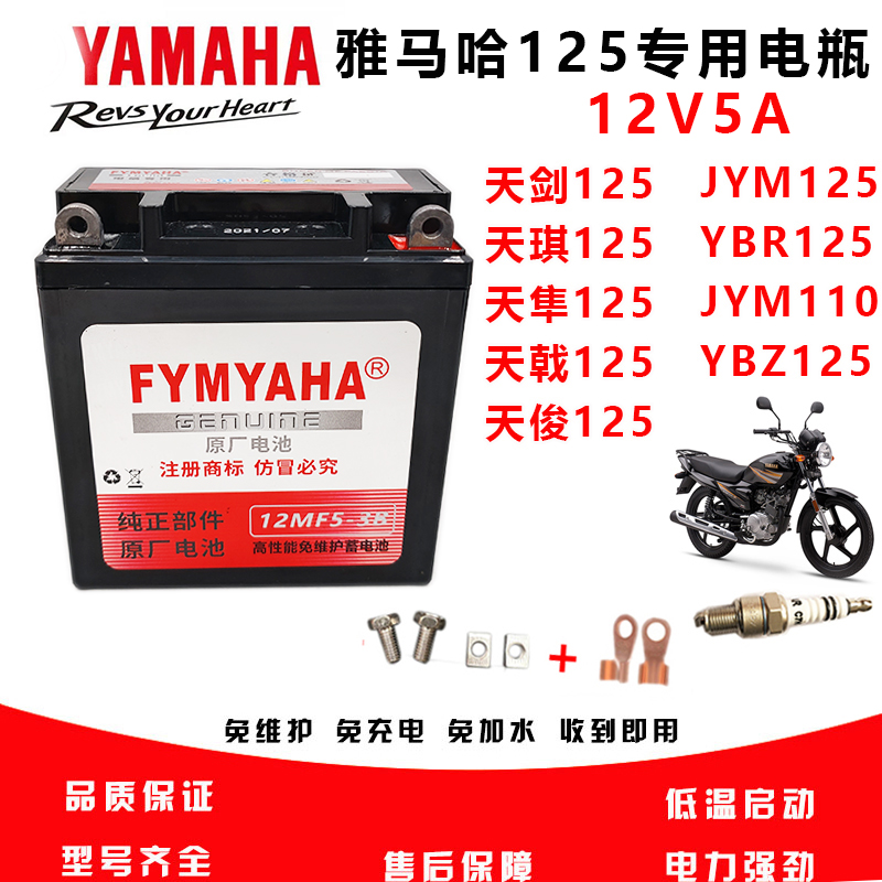 适用雅马哈125男装摩托车电池YBR天剑125JYM125天戟天琪原装电瓶