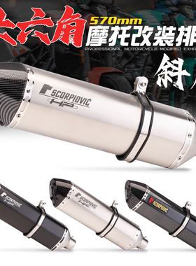 摩托车排气管 TMAX530 黄龙600 Z900 可拆消声器 570MM大六角通用