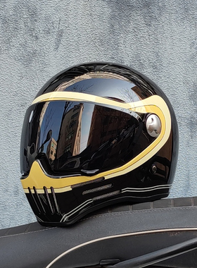 3C认证ORZ复古摩托车头盔男女全覆式四季巡航全盔可装蓝牙酷