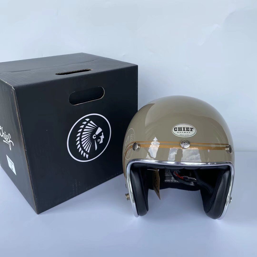 新款现货台湾CHIEF复古电动摩托车头盔维斯帕印第安哈雷姜戈3/4盔