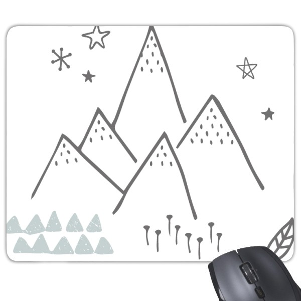 卡通树叶山草星线条简笔画可爱风北欧花纹游戏防滑橡胶鼠标垫礼品