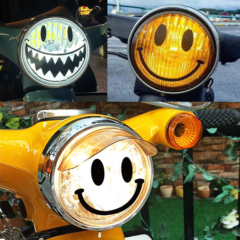 摩托车大灯贴适用于嘉陵coco笑脸贴膜本田幼兽小牛维斯帕姜戈贴纸