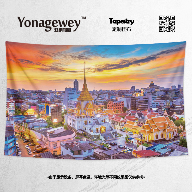 泰国曼谷大皇宫异国风情城市写真墙布装饰背景布海报挂布挂毯布艺