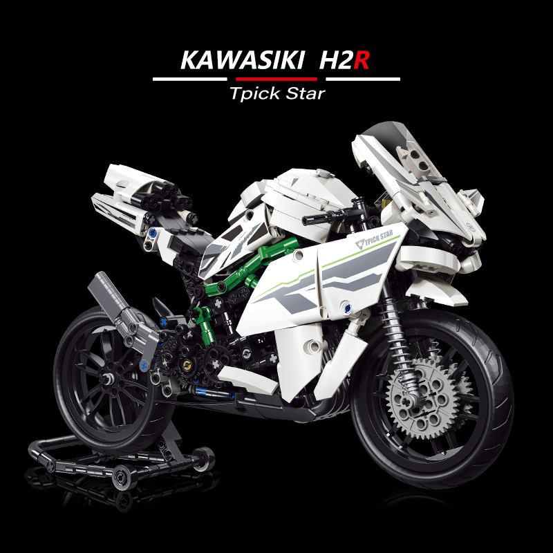 兼容乐高摩托车积木川崎h2杜卡迪机车拼装系列模型高难度成年男孩