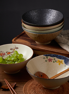 釉下彩手绘8英寸陶瓷拉面碗学生泡面螺蛳粉日式斗笠碗家用汤碗