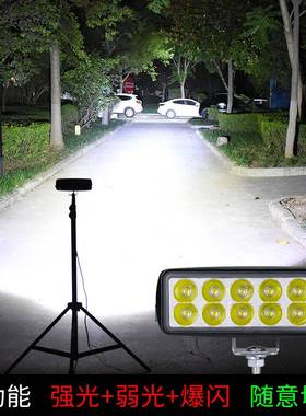 适用于电动车灯摩托车外置LED大灯超亮强光改装12V48V60V72射灯前