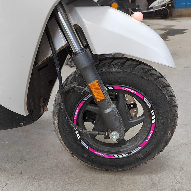 10至18寸摩托车轮毂钢圈贴反光贴纸踏板装饰贴花电动车改装车轮贴