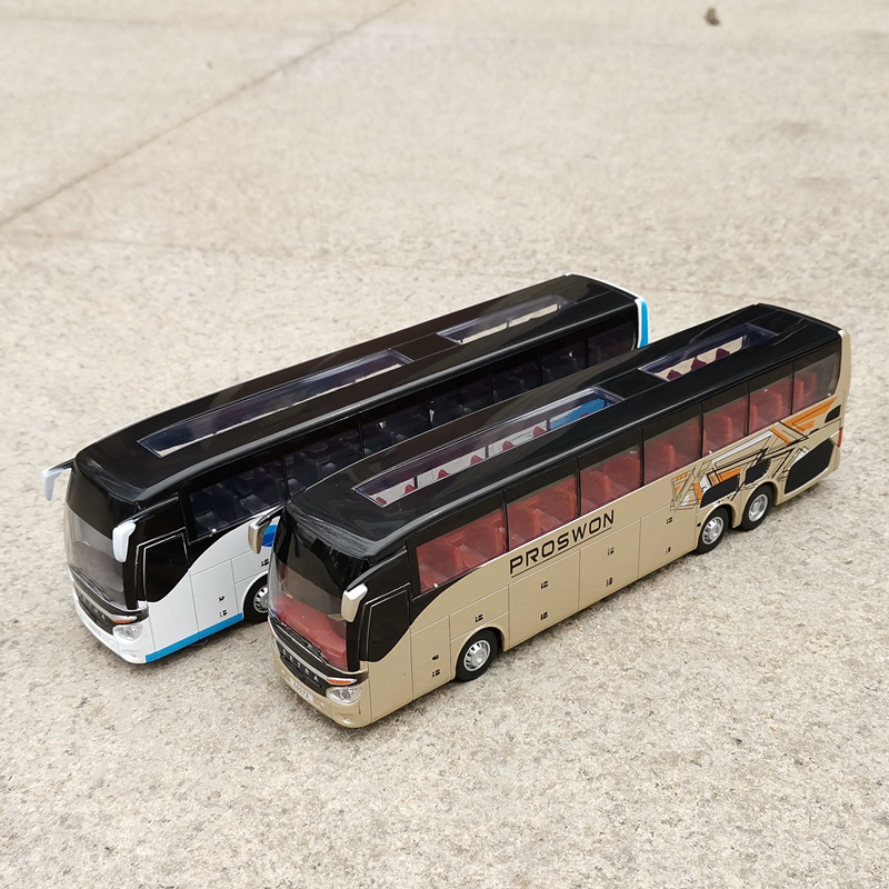 1:32公交巴士声光回力仿真合金汽车模儿童金属玩具机场专线大巴车