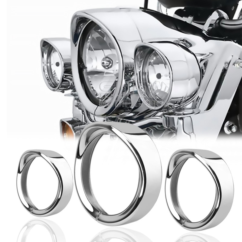 摩托车哈雷7英寸大灯4.5英寸雾灯帽檐灯罩保护前大灯装饰环