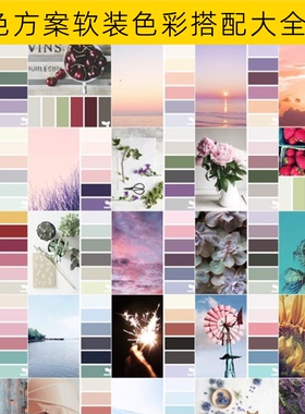 配色方案色彩大全室内网页设计师软装颜色卡搭配色板JPG图片素材