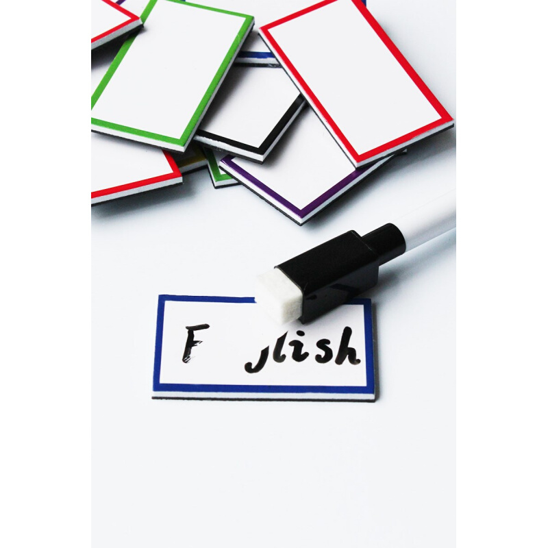 智典书写磁片可重复书写英语单词卡贴磁粒片小牌子磁力黑板贴标志