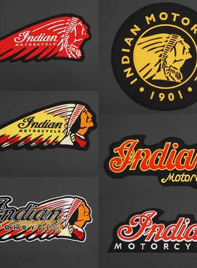 Indian印第安摩托车大牌logo大小号刺绣布贴时尚潮流朋克机车皮衣