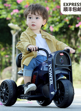 新款儿童电动木兰摩托车三轮车男女孩宝宝123岁可坐带遥控玩具车