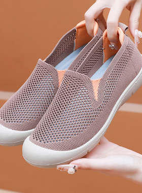 夏季新款老北京布鞋女单鞋透气镂空网面运动鞋软底防滑中老年网鞋