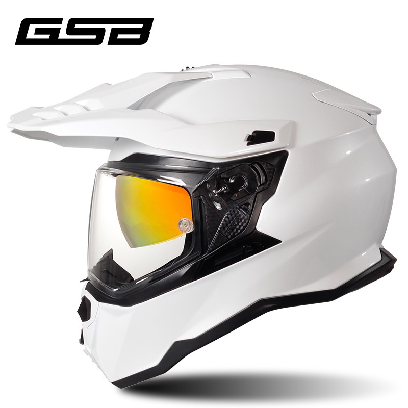 正品gsb摩托车拉力盔越野盔双镜片防雾全盔头盔头灰冬季透气男安