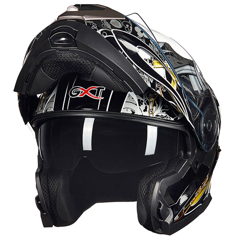 GXT摩托车头盔男女士防雾双镜片个性酷揭面盔全覆式全盔四季头盔