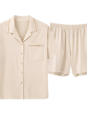 莫代尔睡衣女2024新款夏季纯色大码短袖休闲女士家居服套装可外穿